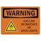 Signmission OSHA Sign, 7" H, 10" W, Rigid Plastic, Gas Line No Matches Or Open Lights With Symbol, Landscape OS-WS-P-710-L-12153 - alternate 1